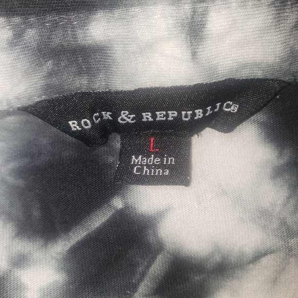 ROCK & REPUBLIC LONG SLEEVE BLACK & WHITE TIE DYE SHIRT SIZE LARGE - Picture 6 of 10